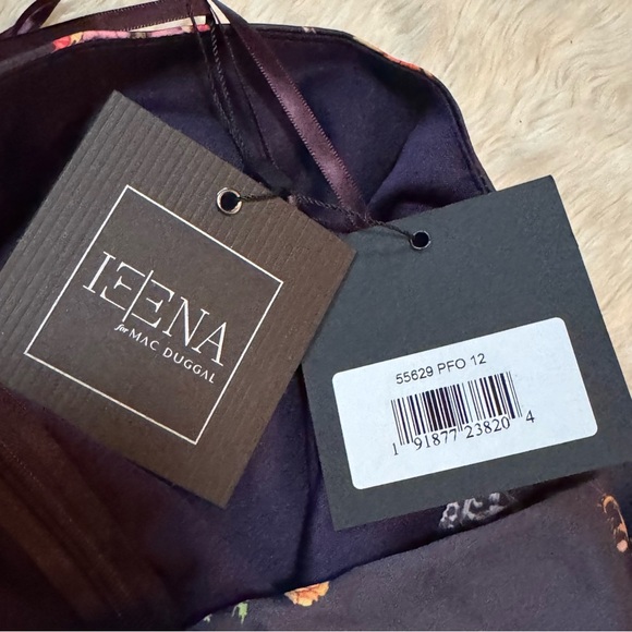 NWT Ieena for Mac Duggal Floral Print Halter Tie Neck Midi Dress - Size 12 - Picture 7 of 7